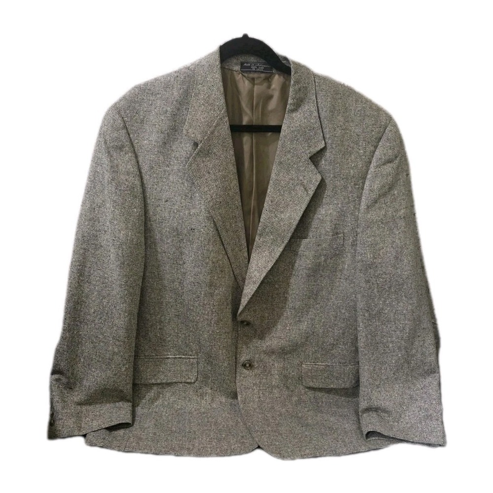 Barrington 100% Silk Blazer Sport Coat Tan Black Tweed Textured Men's‎ 48R